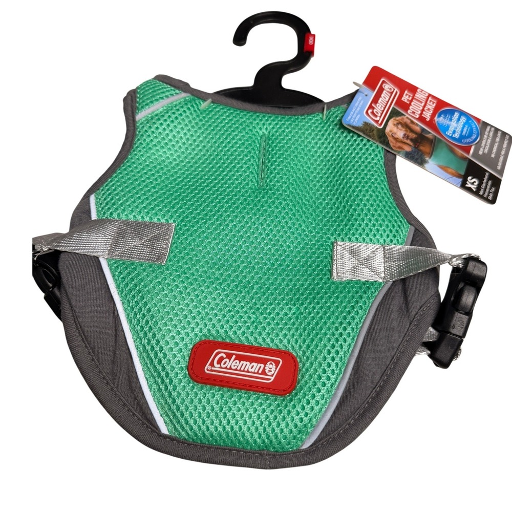 Coleman Pet Cooling Jacket XS Green Mesh Reflective Dog Vest NWT Heat Relief